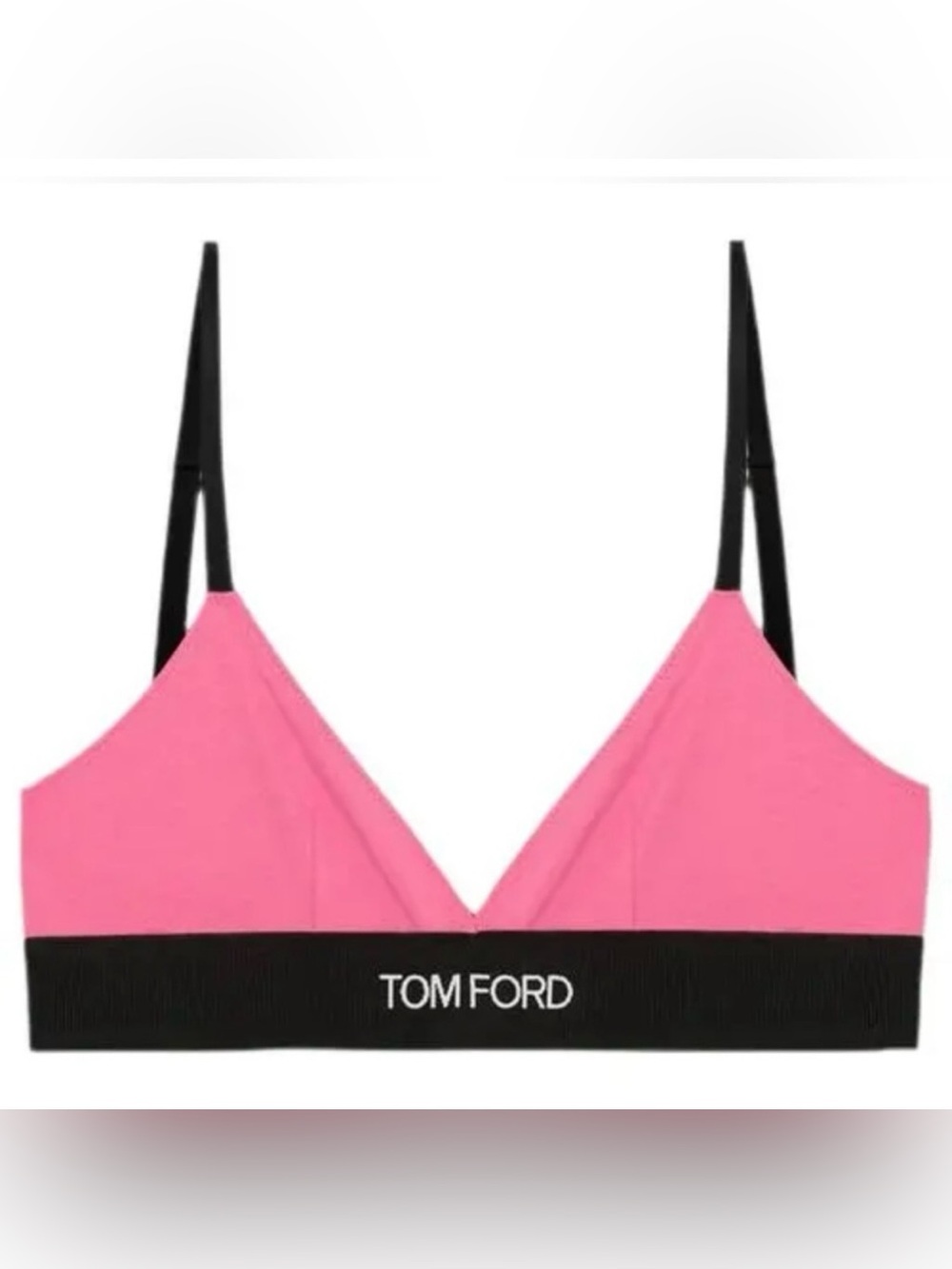 NEW TOM FORD Modal Signature Triangle Bra (Rosebloom) Pink & Black Bralette - Picture 2 of 14